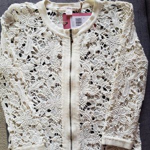 Chelsea & Violet Ivory Crochet Cardigan